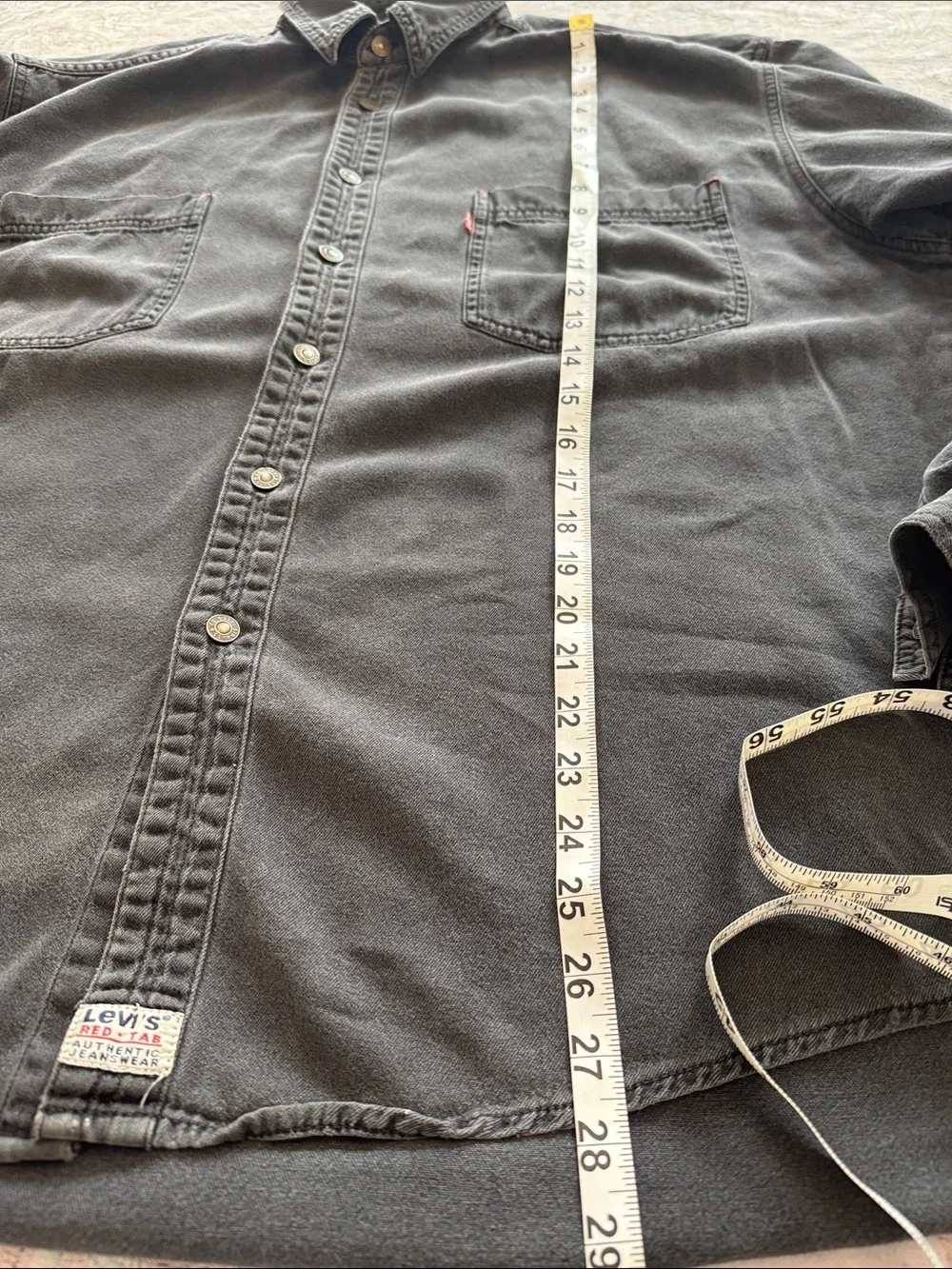 Levi's Red Tab Men's Faded Black Denim Button-Up Work Shirt